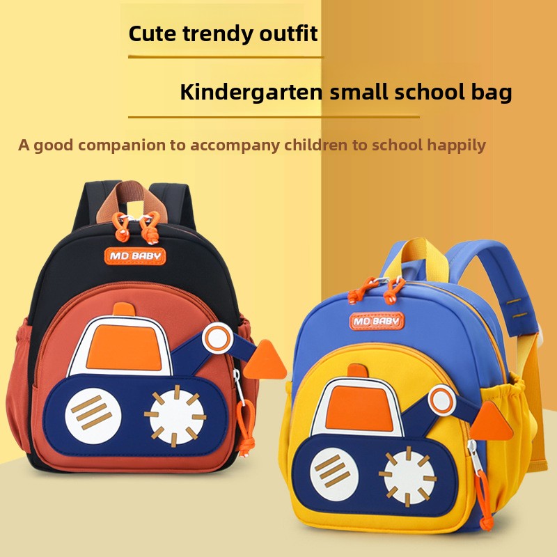 Kids Outdoor Backpack - Cartoon Digger Truck Backpack for Boys