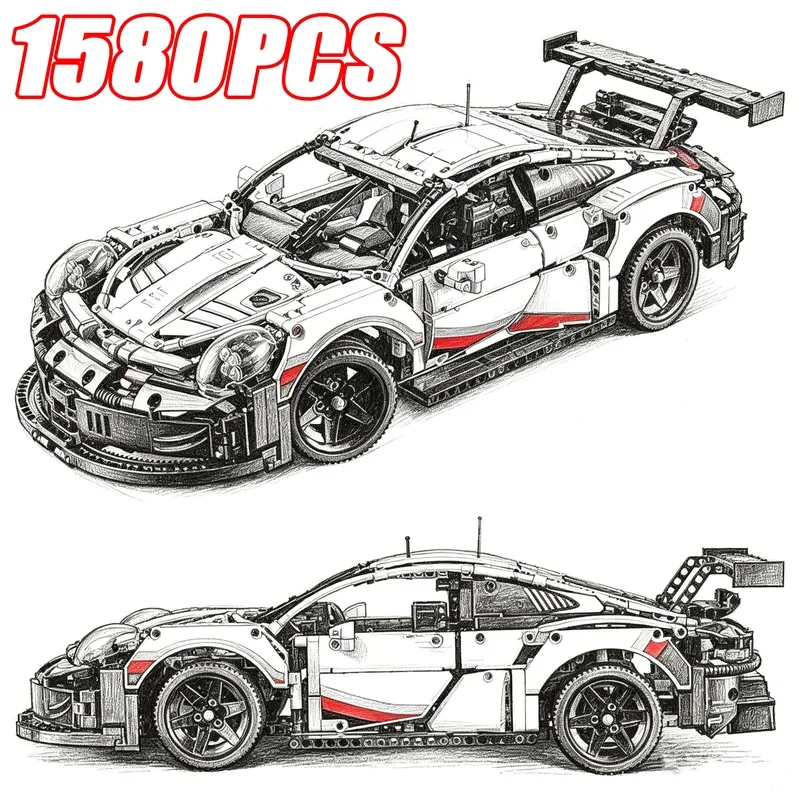 1580PCS 1:8 Scale RSR Race Car - Lego Set Technic review and price