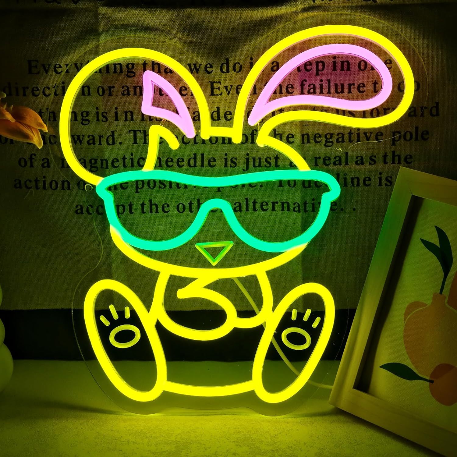 Cool Bunny Neon Sign Wearing G - Kids Outdoor Gift Ideas review and price