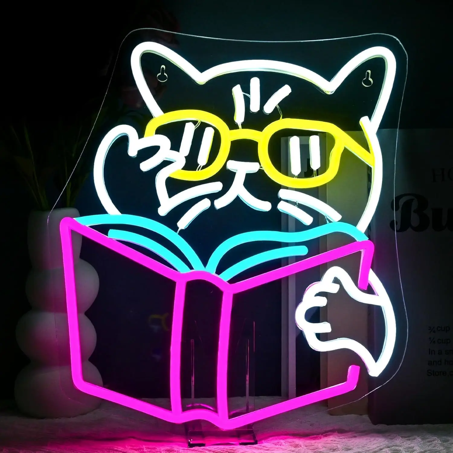 Smart Cat Reading Book Neon Si - Kids Outdoor Gift Ideas review and price